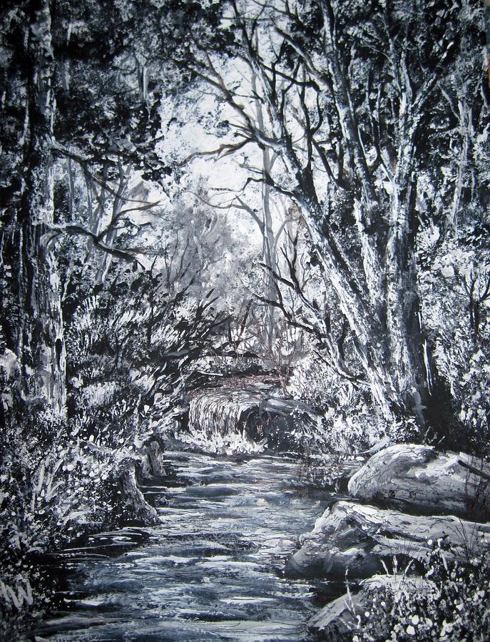Monochrome forest Painting by Megan Walsh