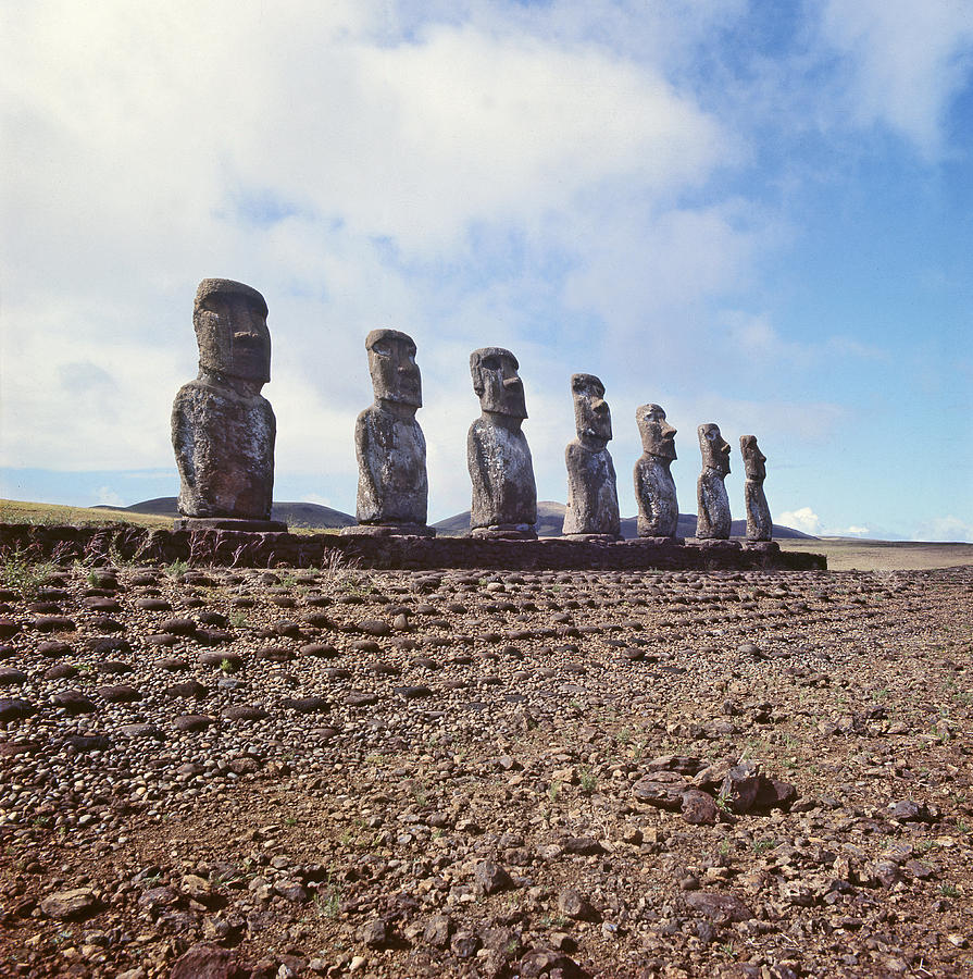 Monolithic Statues On Ahu Akivi Photograph by American School