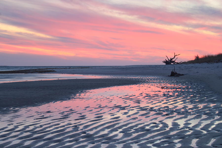 Monomoy National Wildlife Refuge Cape Cod Tidal Flats Sunset Photograph by John Burk