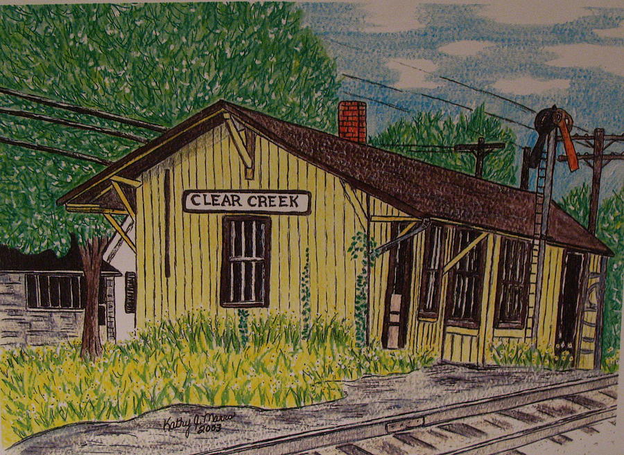 Monon Clear Creek Indiana Train Depot Painting by Kathy Marrs Chandler