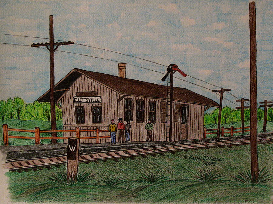Monon Ellettsville Indiana Train Depot Painting by Kathy Marrs Chandler