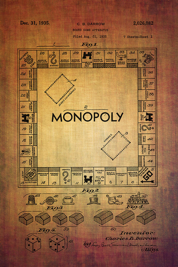 Monopoly board game apparatus from 1935  Digital Art by Eti Reid