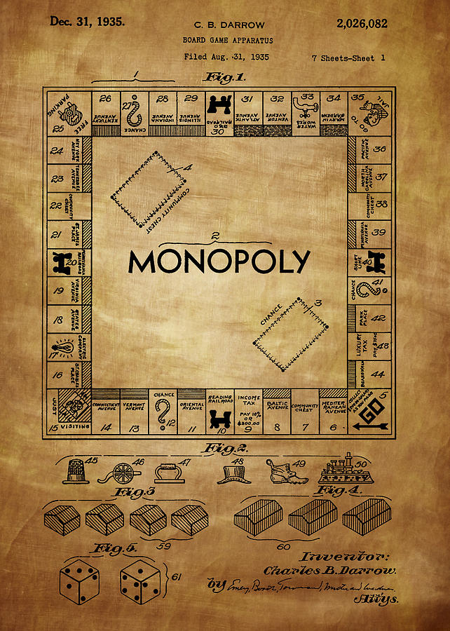 Monopoly Photograph - Monopoly Patent 1935 by Chris Smith