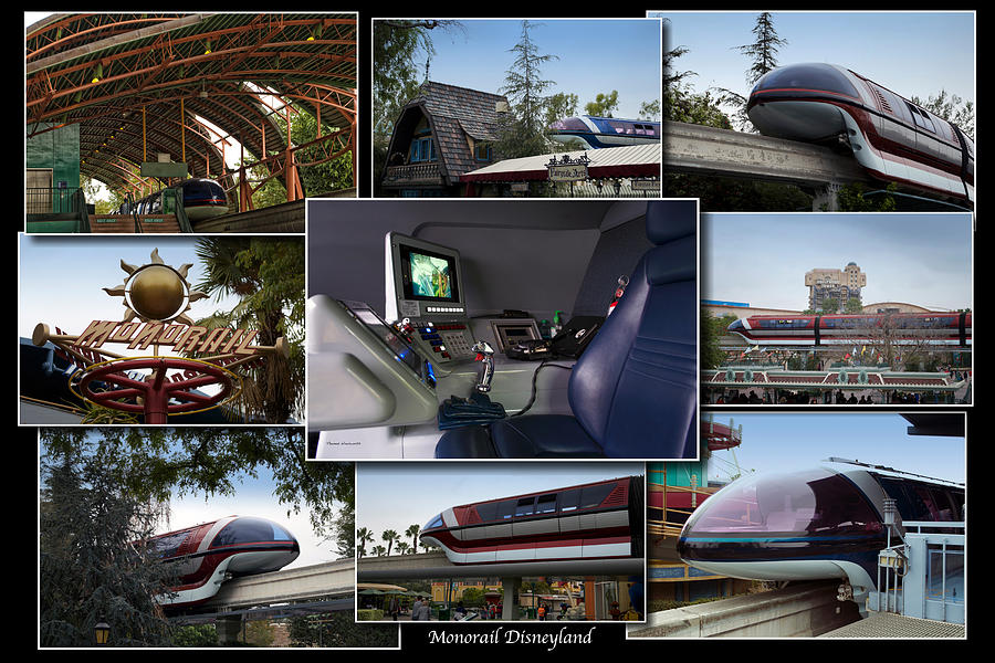 Transportation Photograph - Monorail Disneyland Collage by Thomas Woolworth