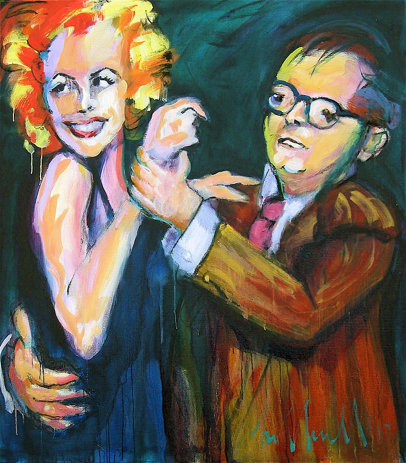 Monroe and Capote Painting by Les Leffingwell