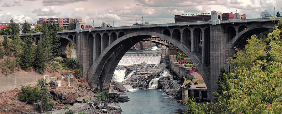 Monroe Street Bridge Panorama - Spokane Photograph by Daniel Hagerman