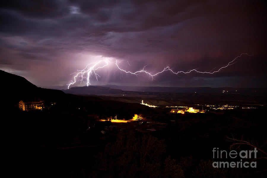 Monsoon Lightning in Jerome Az Photograph by Ron Chilston