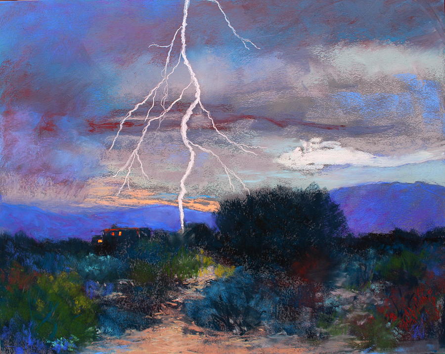 Monsoon Lightning Painting by M Diane Bonaparte