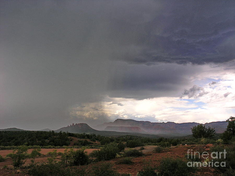 Desert Photograph - Monsoon Over Doe Mountain by Sin D Piantek