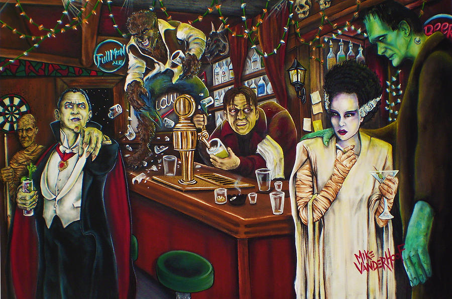Bottle Painting - Monster Bar by Mike Vanderhoof by Mike Vanderhoof