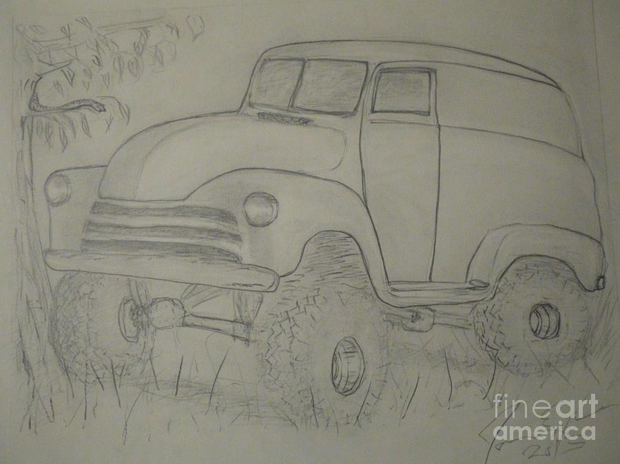 53 Chevy Drawing - Monster in the Garden by James Eye