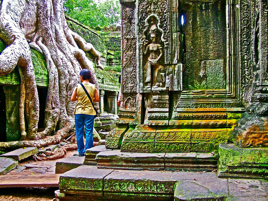 Monster Tree Creeps into Ta Prohm in Angkor Wat Arecheological Park-Cambodia  Photograph by Ruth Hager