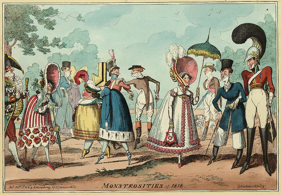 Monstrosities Of 1818, Engraving 1818, Unusual Clothing Drawing by Litz ...