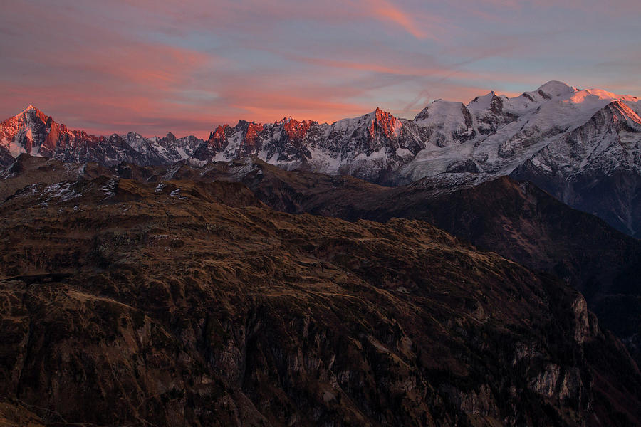 Winter Photograph - Mont Blanc Range At Sunset Captured by Thomas Bekker