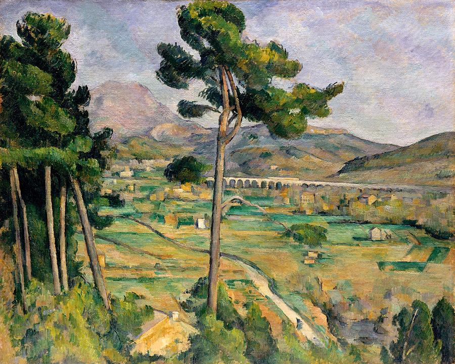 Impressionism Painting - Mont Sainte-Victoire and the Viaduct of the Arc River Valley by Paul Cezanne