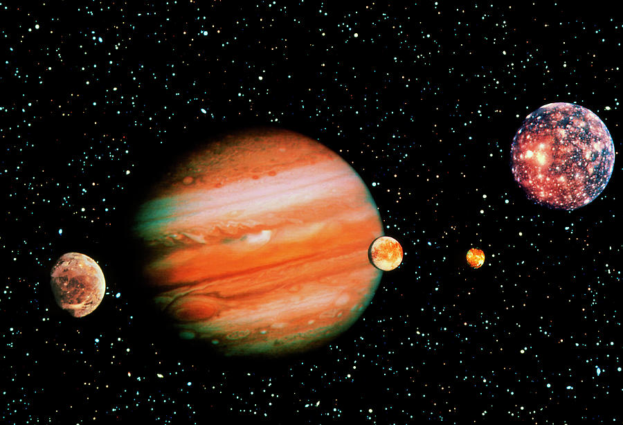 Montage Showing Jupiter And The Galilean Moons Photograph by Science Photo Library