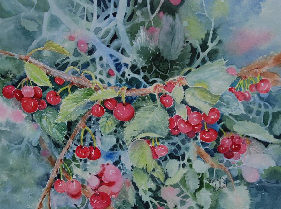 Montana Cherries Painting by Marilyn  Clement