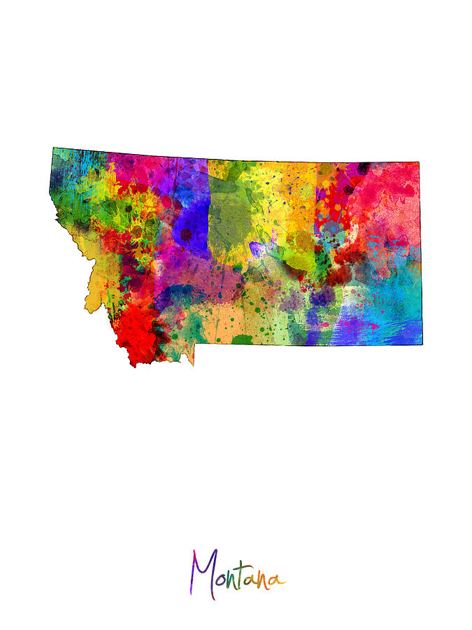 United States Map Digital Art - Montana Map by Michael Tompsett