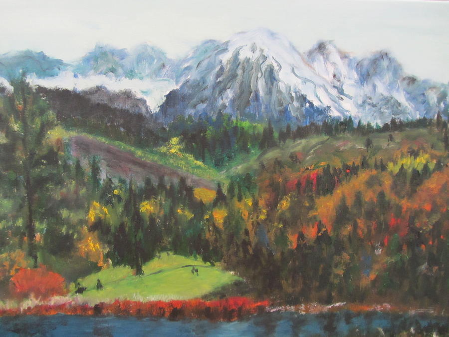 Montana Mountains in the Fall Painting by Lucille  Valentino