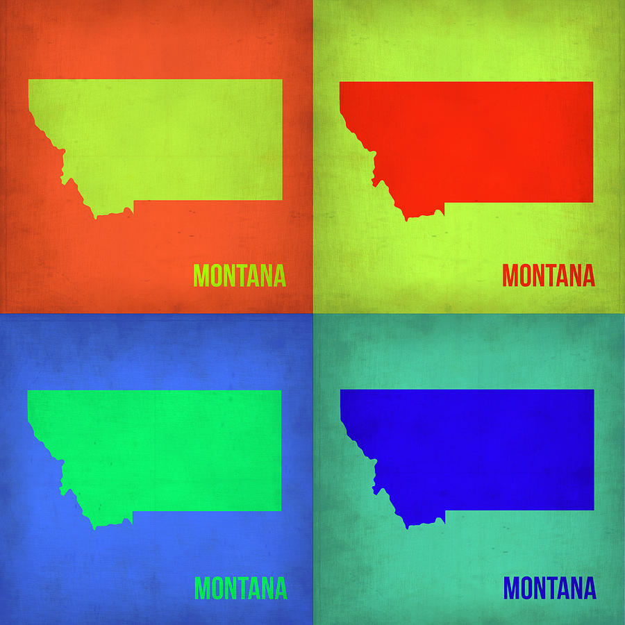 Montana Map Painting - Montana Pop Art Map 1 by Naxart Studio
