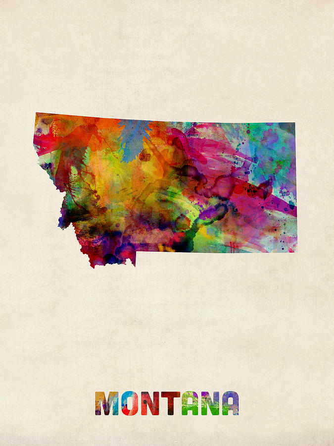 Montana Watercolor Map Digital Art by Michael Tompsett