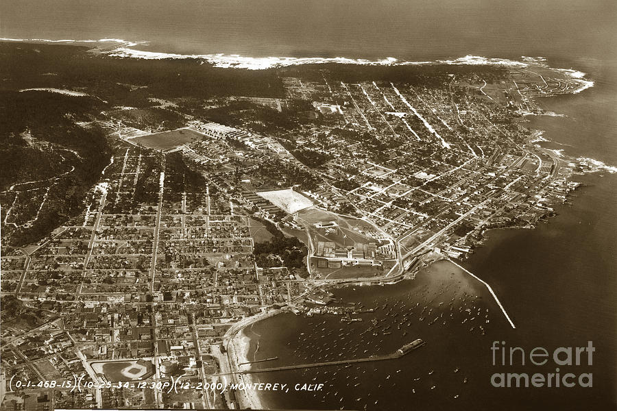 Aerial Photograph - Aerial Of Monterey and Pacific Grove  California Oct. 25 1934 by Monterey County Historical Society