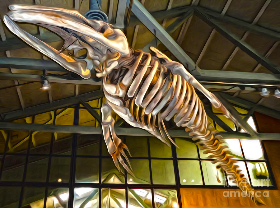 Monterey Bay Aquarium Painting - Monterey Bay Aquarium -  Whale Skeleton by Gregory Dyer