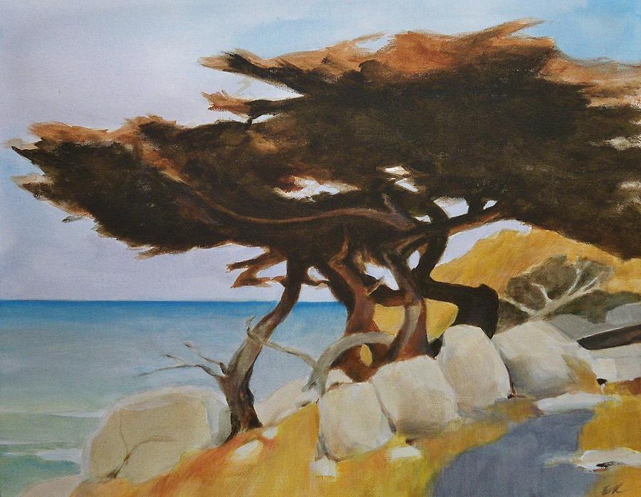Monterey Cypress Painting by Ed  Heaton
