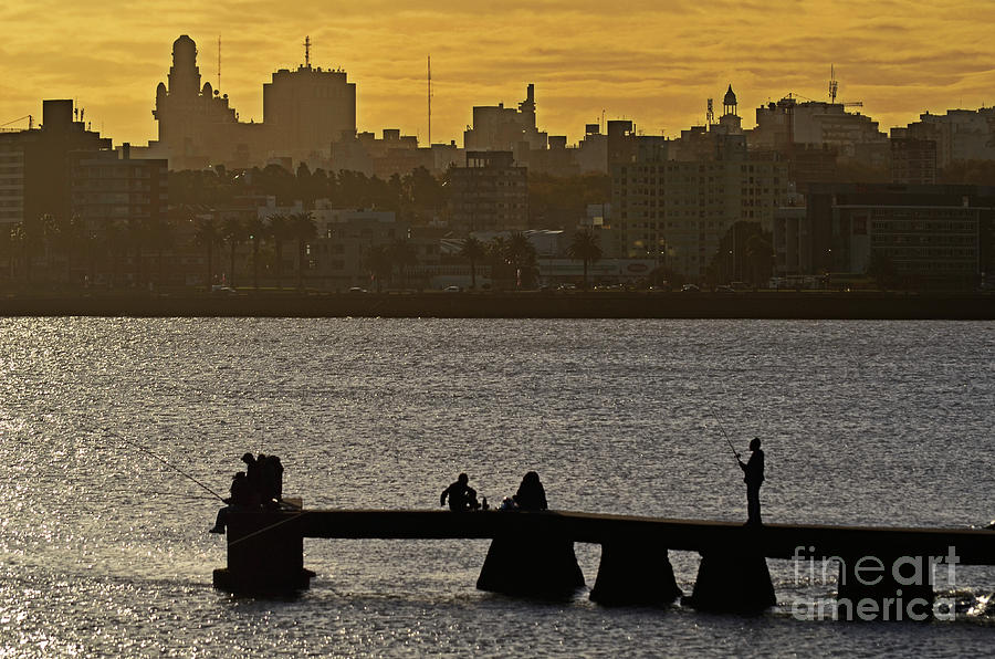 Montevideo - Fishing at dusk - Playa Ramirez Photograph by Carlos Alkmin