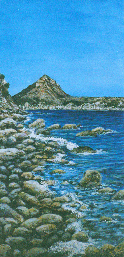 Montgo Javra Spain viewed from the sea Painting by Mackenzie Moulton