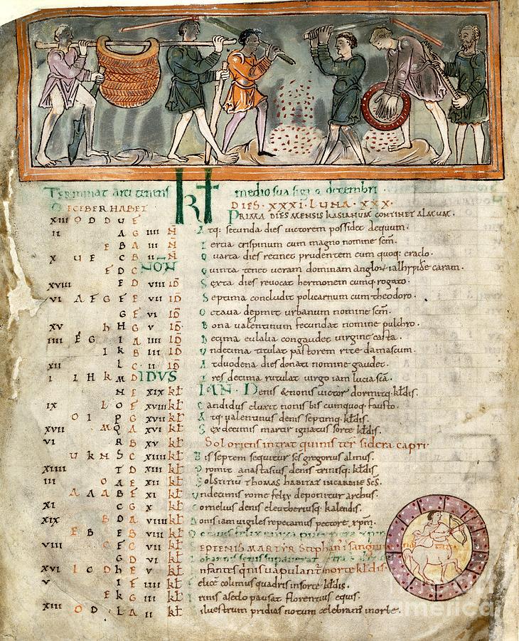 Month Of December, Anglo-saxon Calendar Photograph By British Library