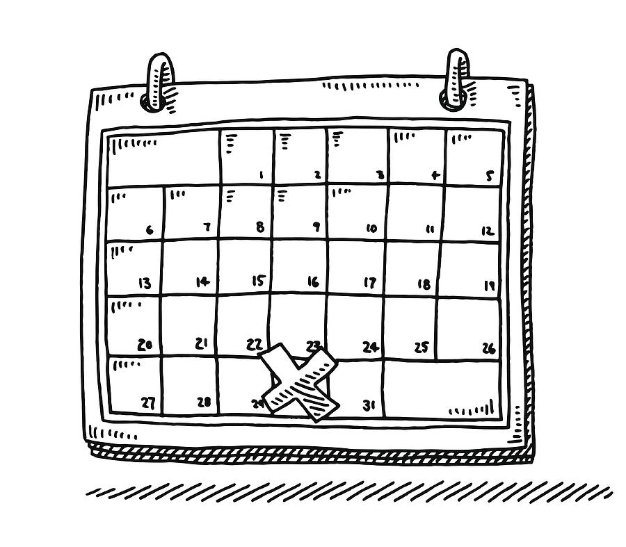 Monthly Calendar Appointment Cross Drawing Drawing by FrankRamspott