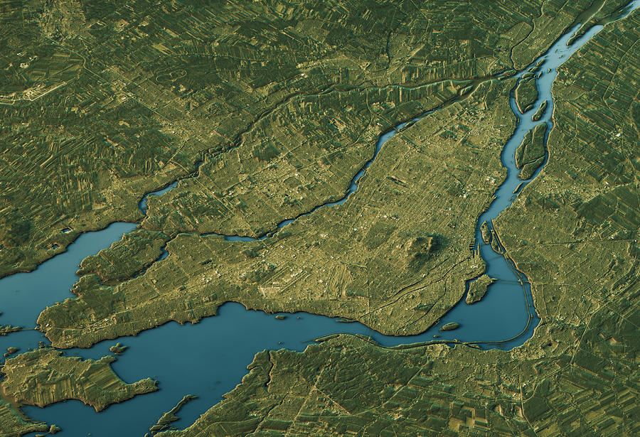 Montreal 3D Landscape View South-North Natural Color Photograph by FrankRamspott