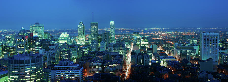 Montreal Downtown At Night. Very Large Photograph by Costint