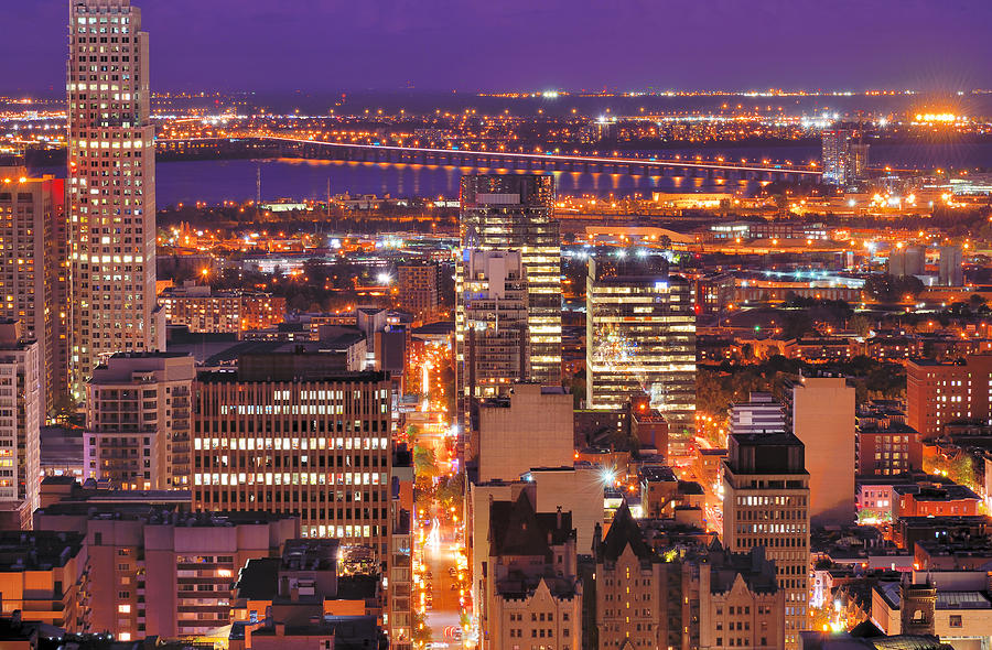 Montreal Downtown At Night Photograph by Wei Fang