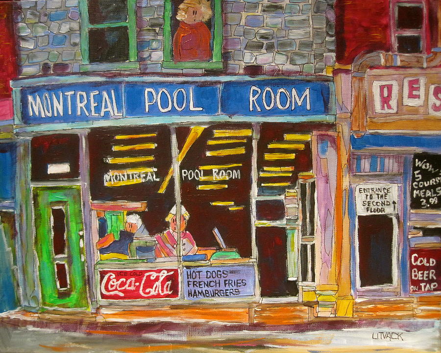 Montreal Pool Room Painting by Michael Litvack