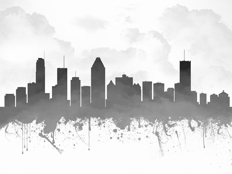 Montreal Digital Art - Montreal Quebec Skyline - gray 03 by Aged Pixel