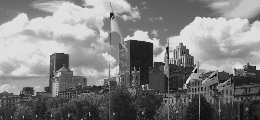 Montreal Skyline BW Photograph by Ann Powell