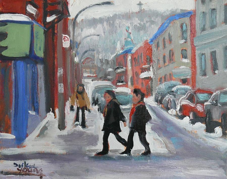Montreal Winter Scene Mont Royal Painting by Darlene Young Fine Art