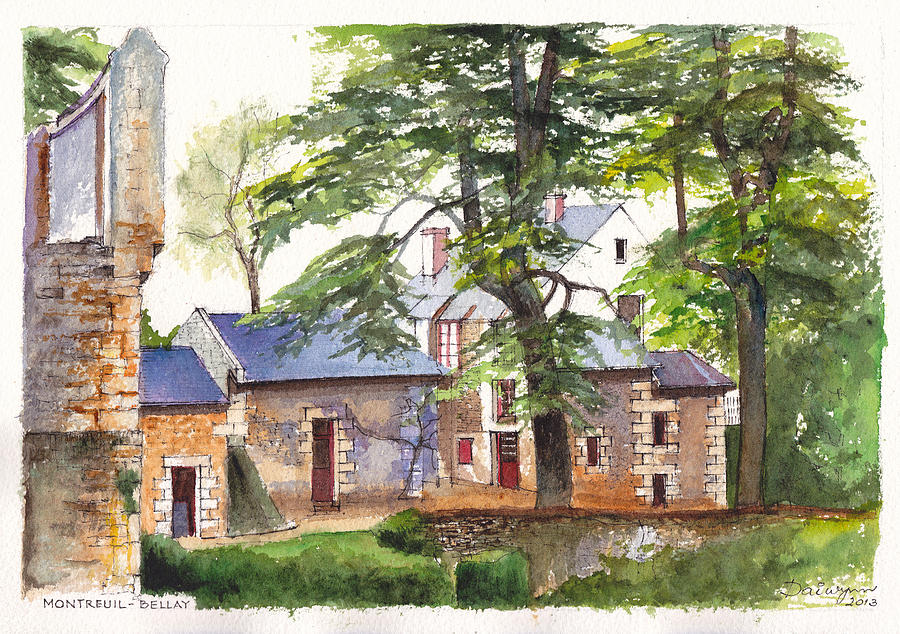 Montreuil Bellay chateau in the Loire Valley of France Painting by Dai Wynn