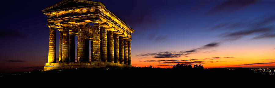 Monument Lit Up At Dusk, Penshaw Photograph by Panoramic Images