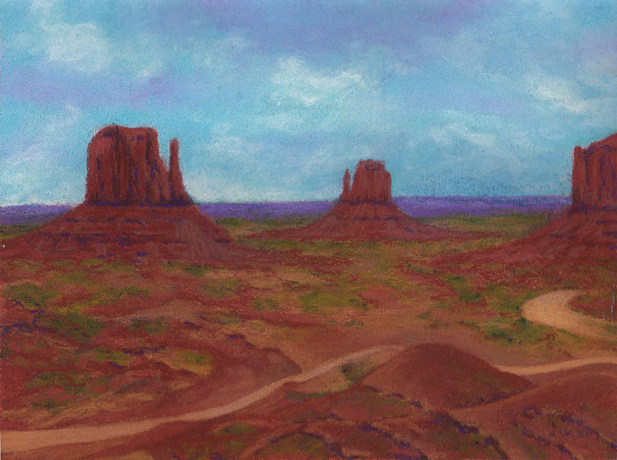 Navajo Land Pastel - Monument Valley by Anne Katzeff