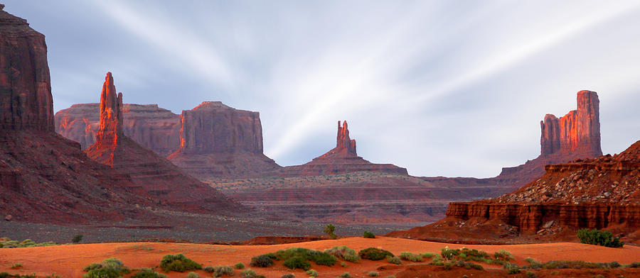 Desert Photograph - Monument Valley at Sunset Panoramic by Mike McGlothlen