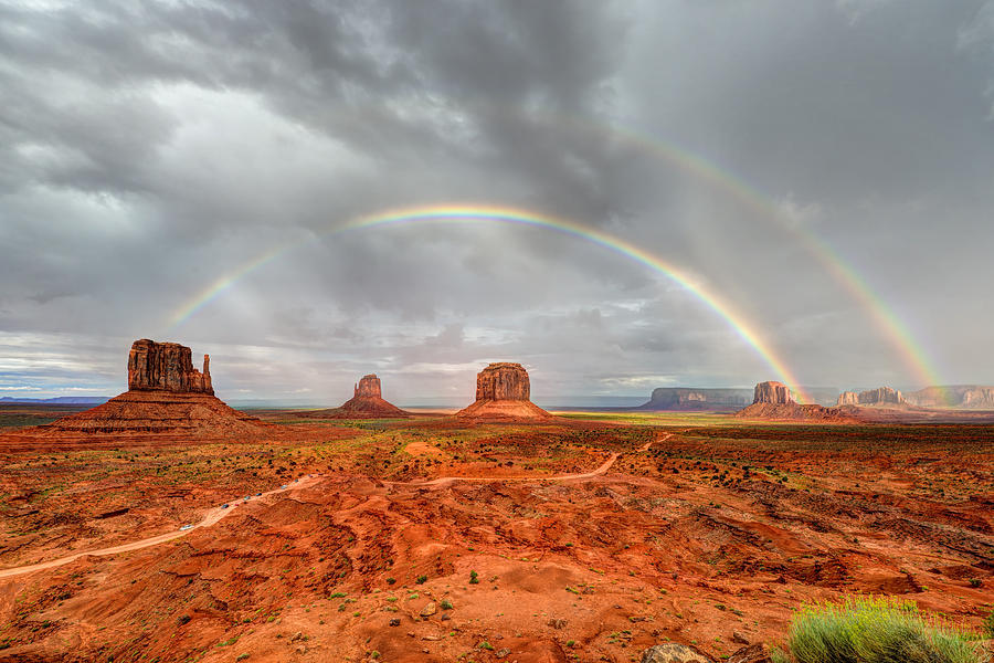 Monument Valley Double Rainbow Photograph by Mark Whitt