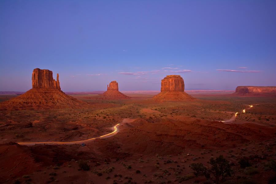 Monument Valley long exposure twilight Photograph by Randall Branham