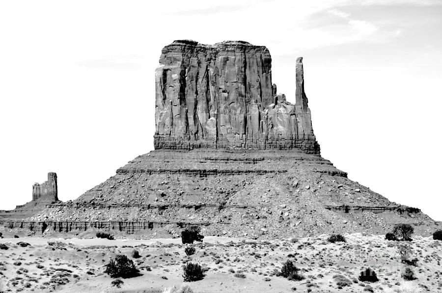 Monument Valley Mitten Monolith Scenic Landscape Black and White Conte Crayon Digital Art Digital Art by Shawn OBrien