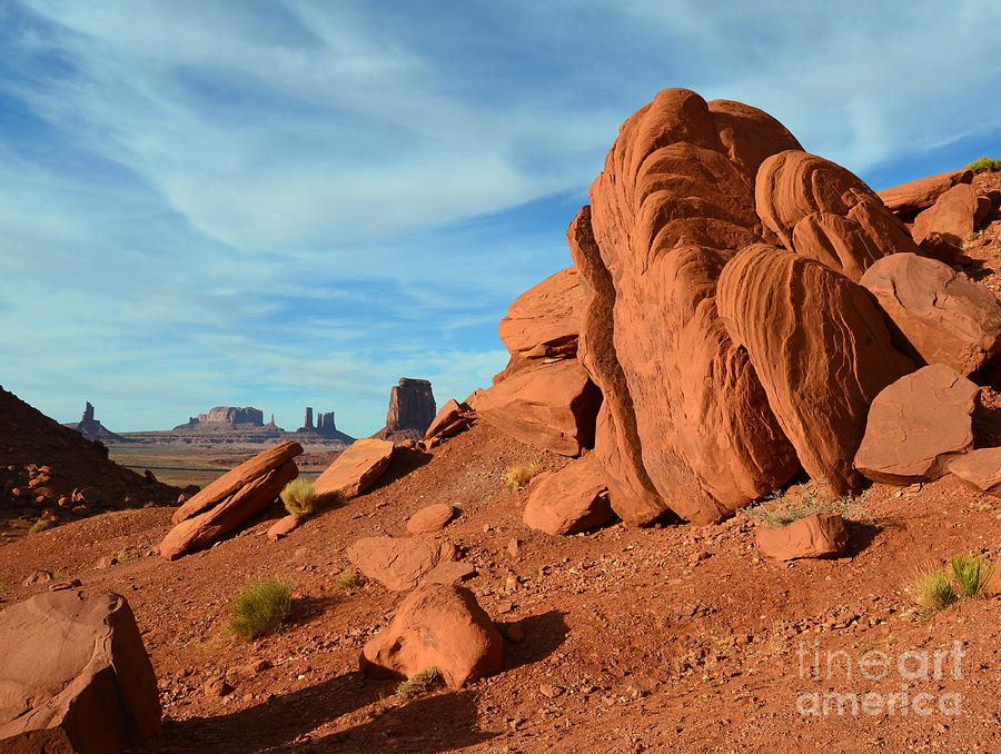Monument Valley Red Sandstone Boulders Scenic Photograph by Shawn OBrien