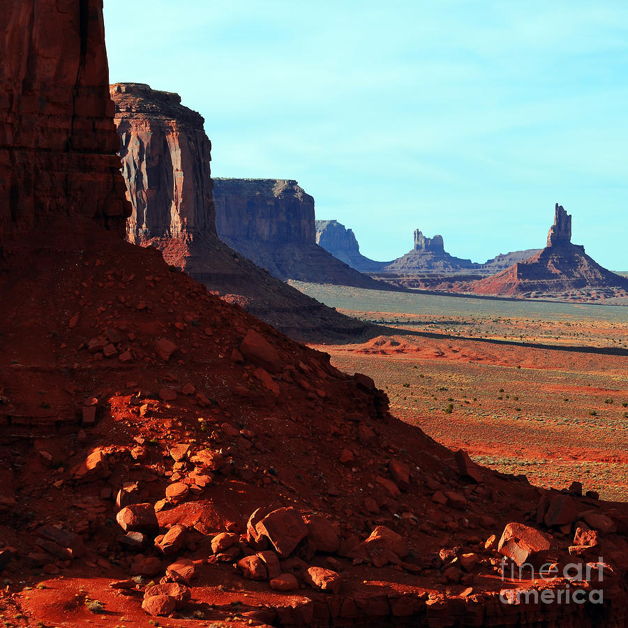 Nature Photograph - Monument Valley Red Sandstone Buttes in Profile Square Format by Shawn OBrien