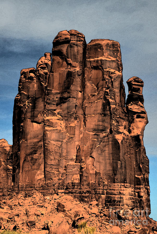 Monument Valley Red Sandstone Formation The Hand Watercolor Digital Art Digital Art by Shawn OBrien