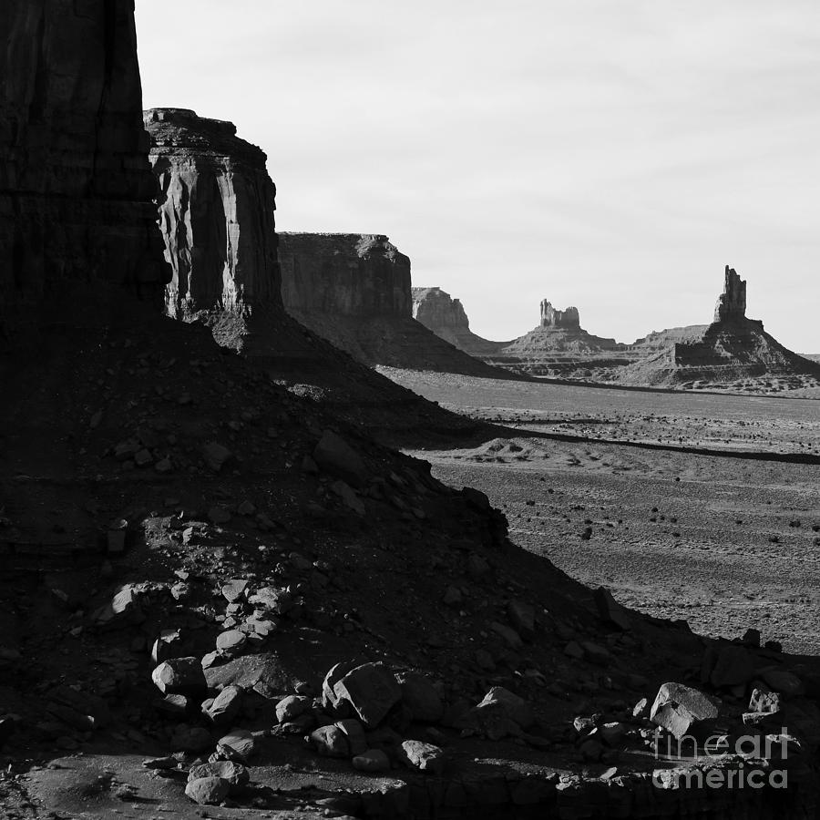 Monument Valley Sandstone Buttes in Profile Square Format Black and White Photograph by Shawn OBrien